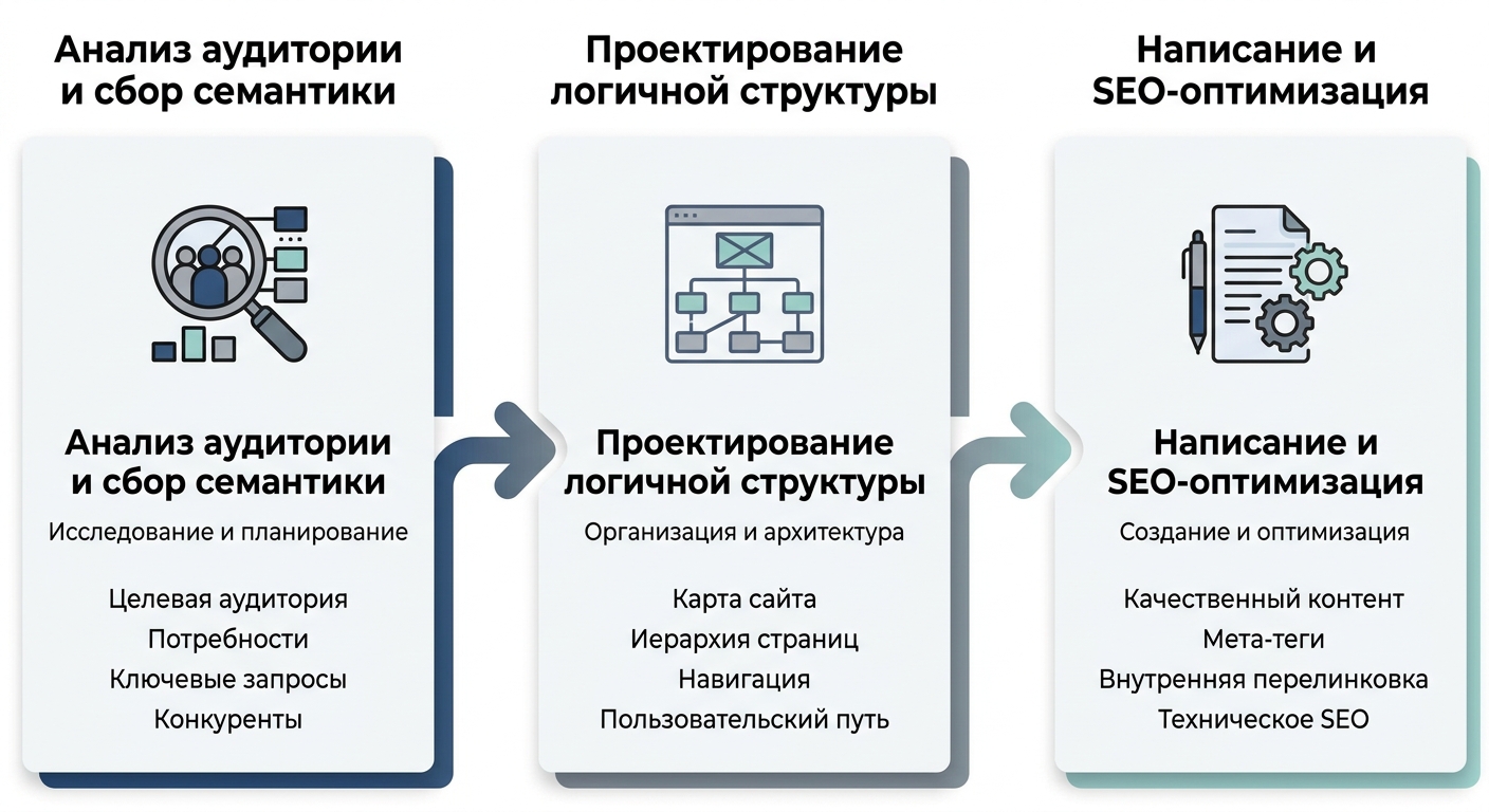 Алгоритм написания SEO-текста из трех шагов