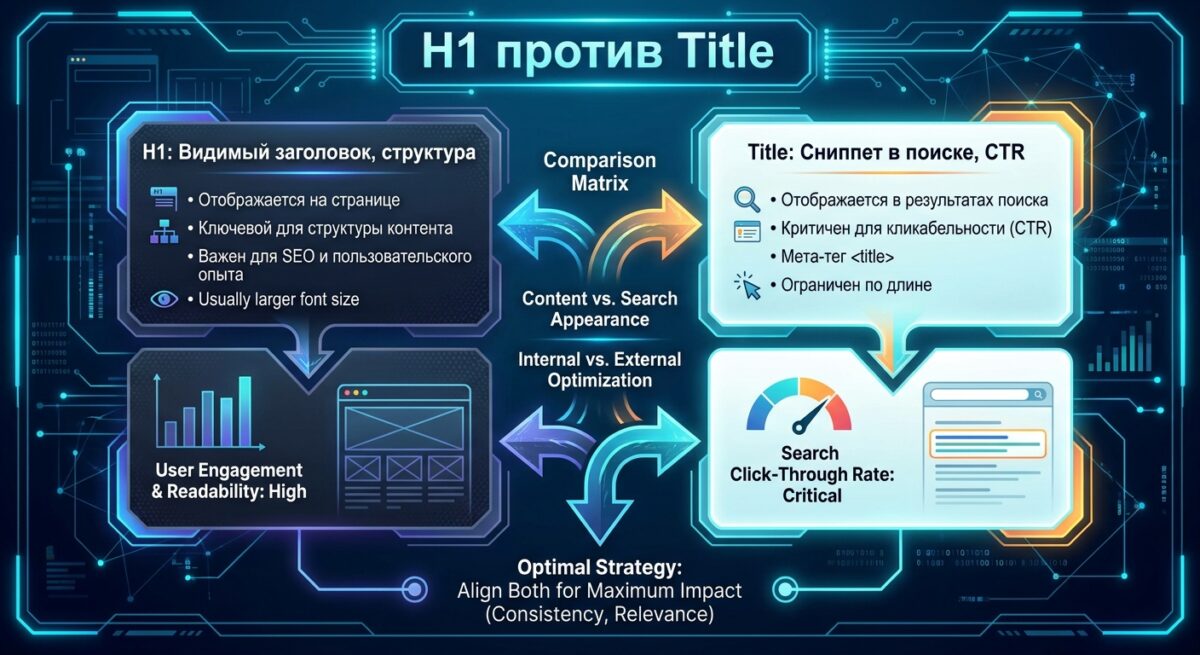 Отличия тегов H1 и Title