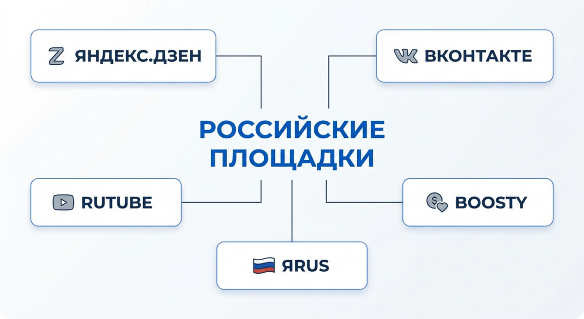 Схема: основные российские площадки для монетизации блога