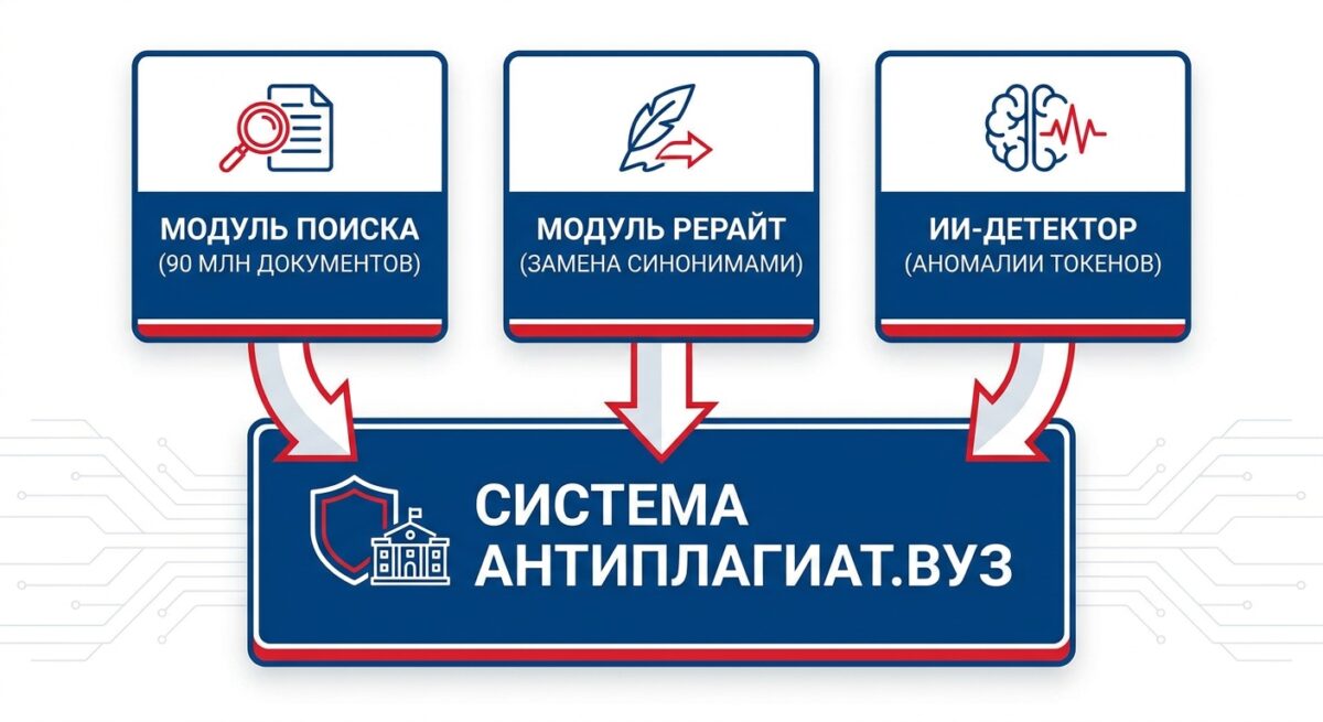 Схема работы модулей проверки текста в системе Антиплагиат.ВУЗ
