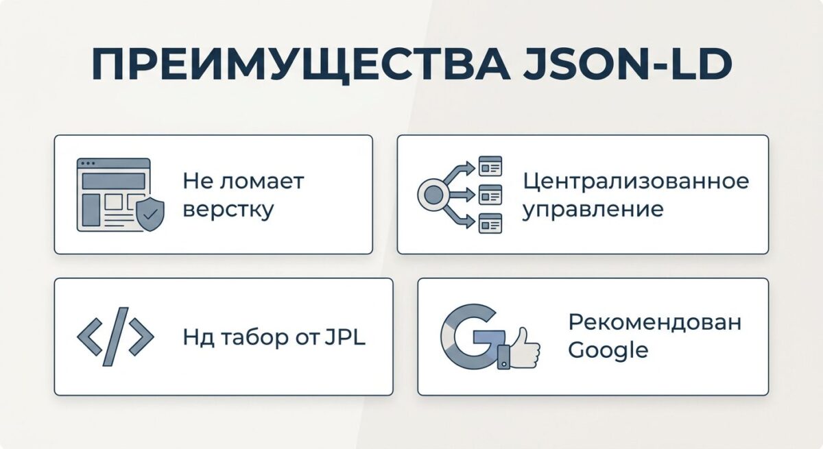 Схема преимуществ формата JSON-LD для SEO