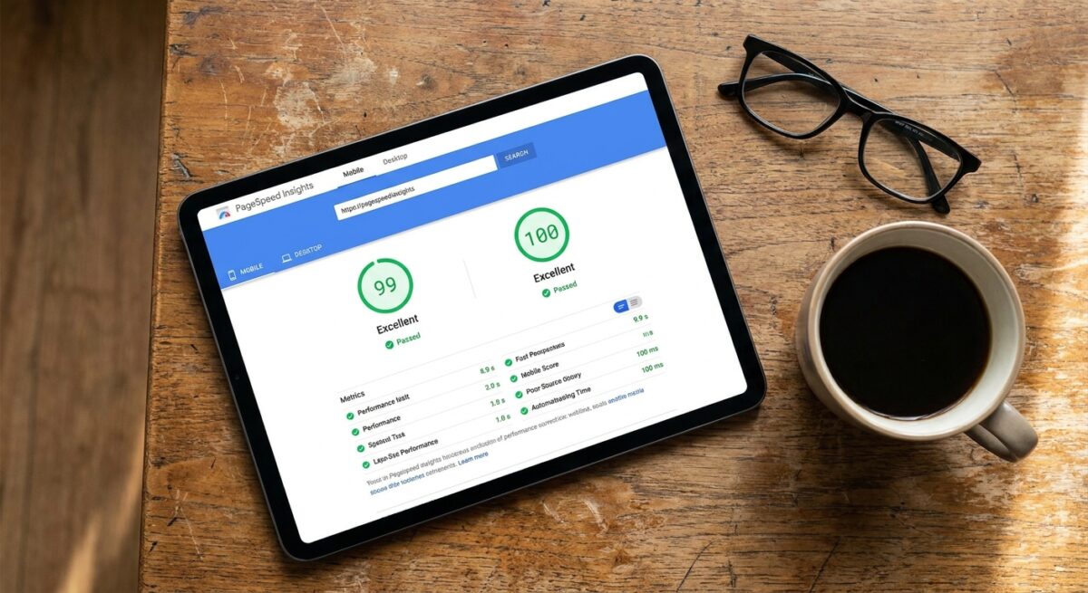 Отчет Google PageSpeed Insights с высокими показателями скорости