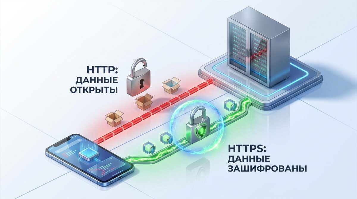 Схема передачи данных по протоколам HTTP и HTTPS