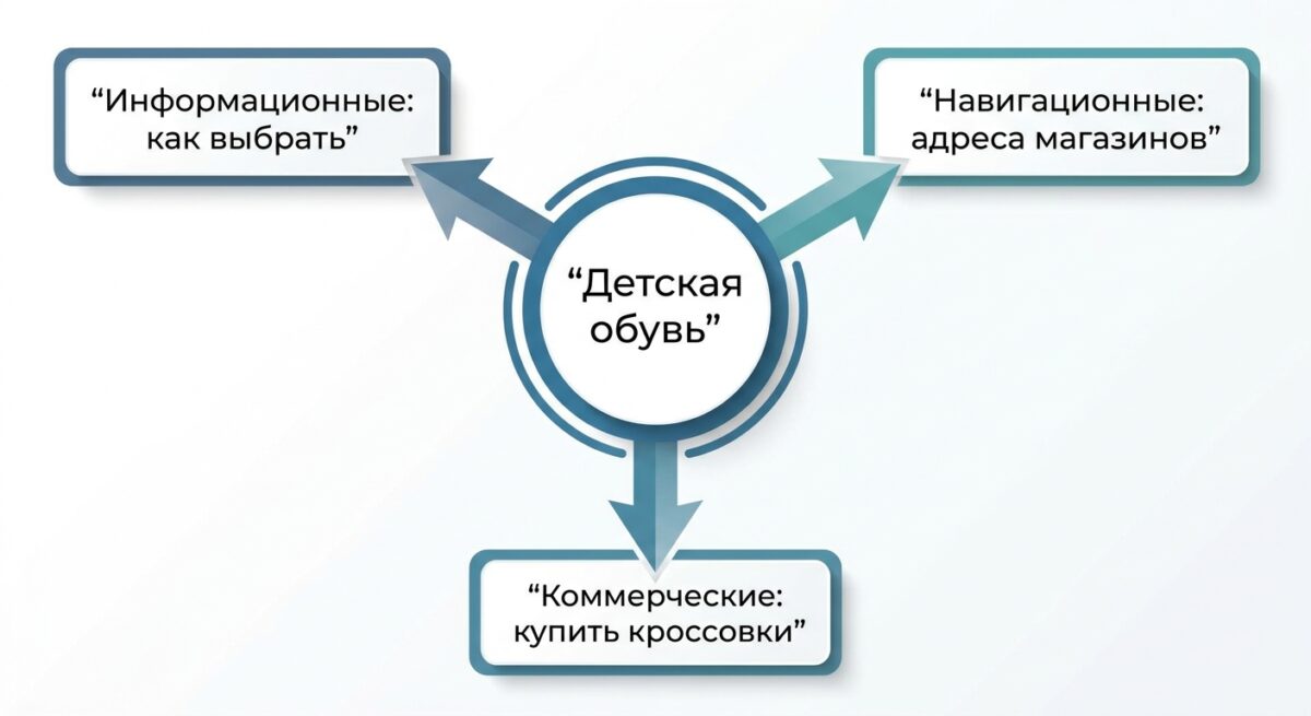 Схема кластеризации семантического ядра по интенту пользователя