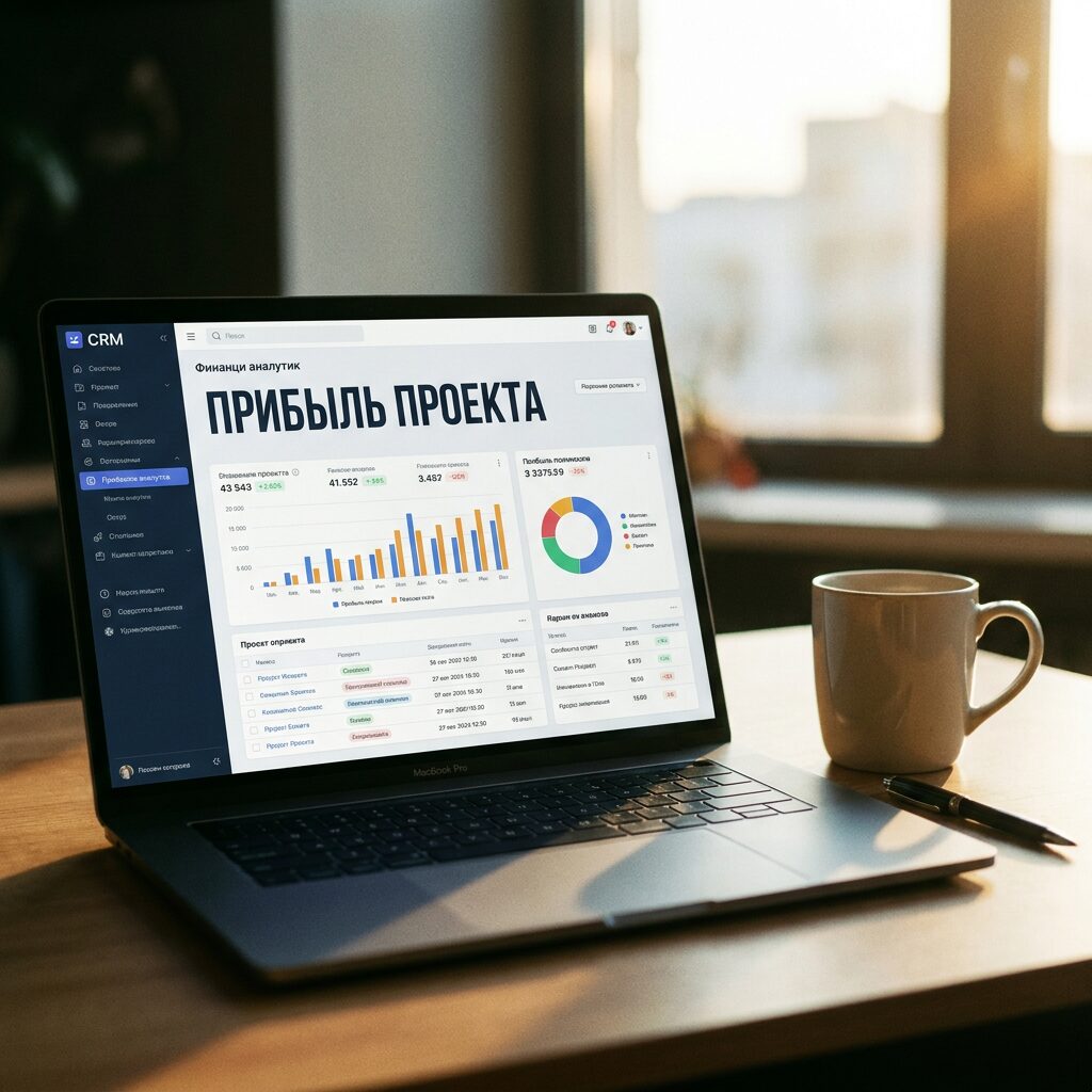 Интерфейс CRM-системы для управления рентабельностью SEO-проектов