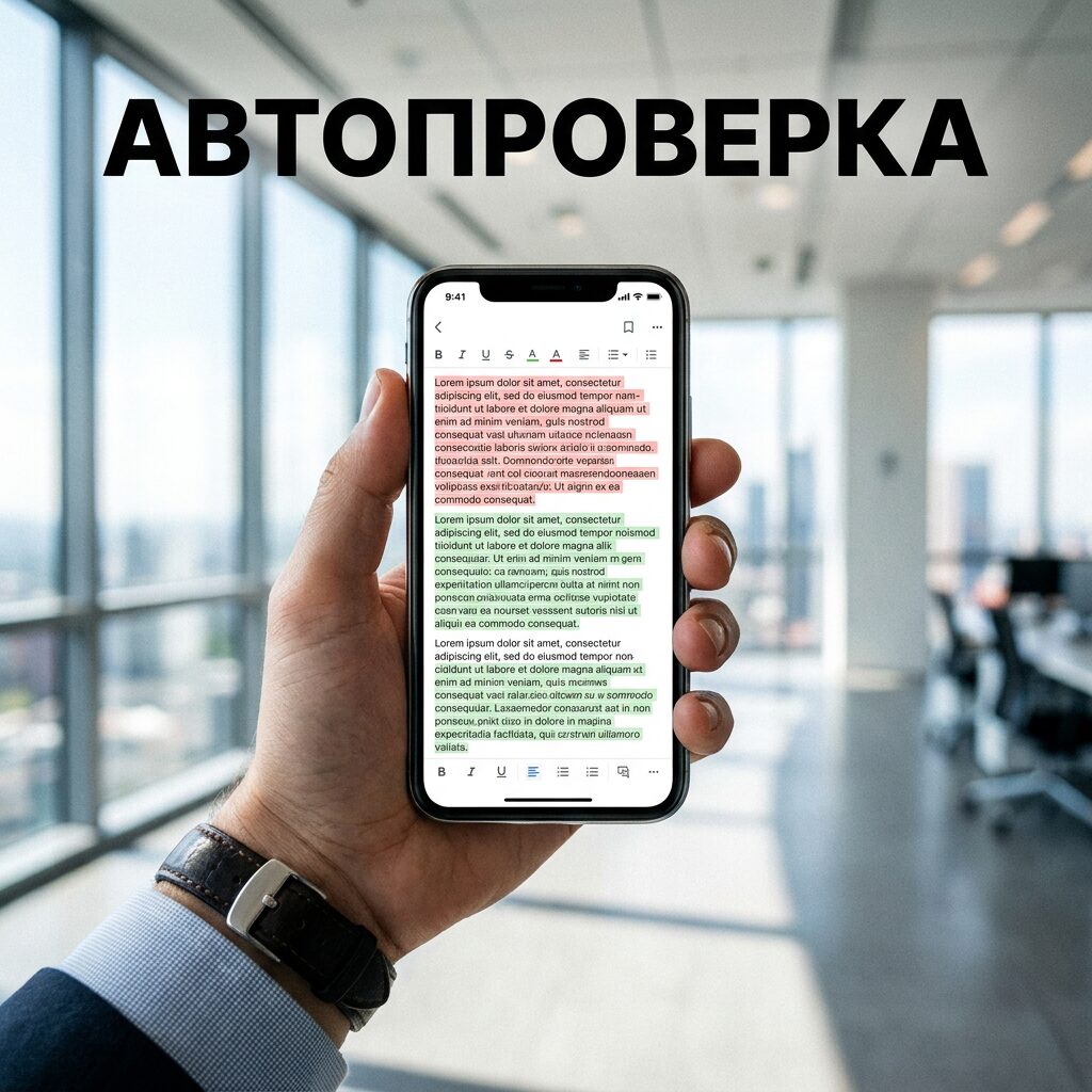 Автоматическая проверка SEO-текста на смартфоне редактора