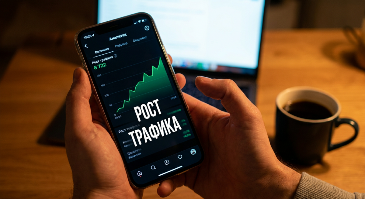 Просмотр аналитики роста канала на экране смартфона